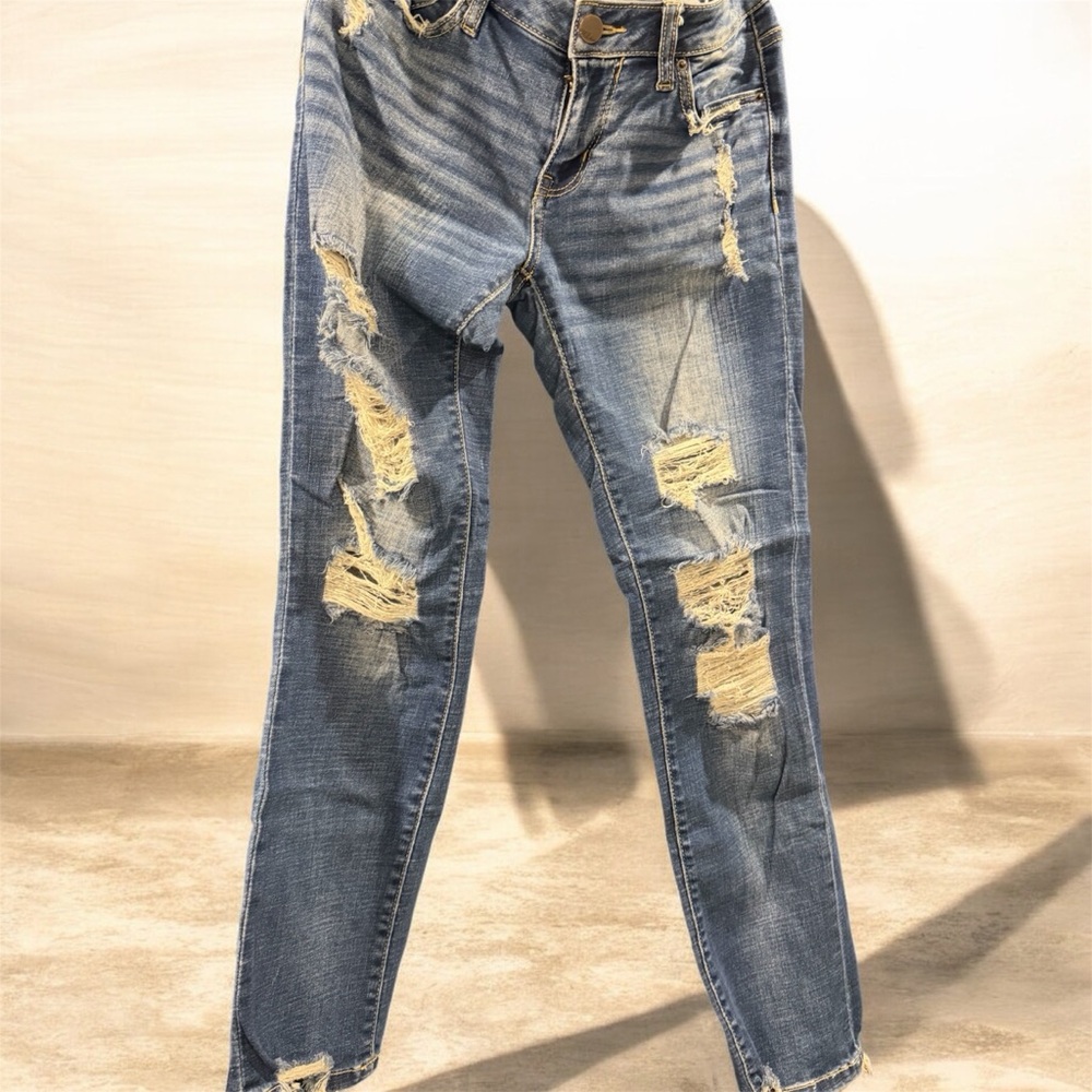 BKE Distressed Blue Skinny Jeans